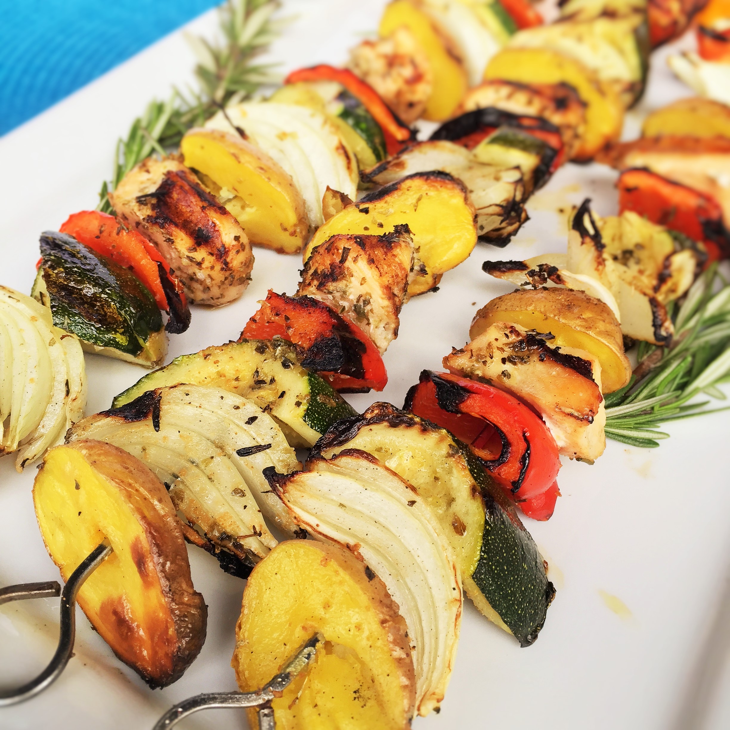 Herb Chicken, Vegetables and Idaho® Baby Gold Potato Kabobs